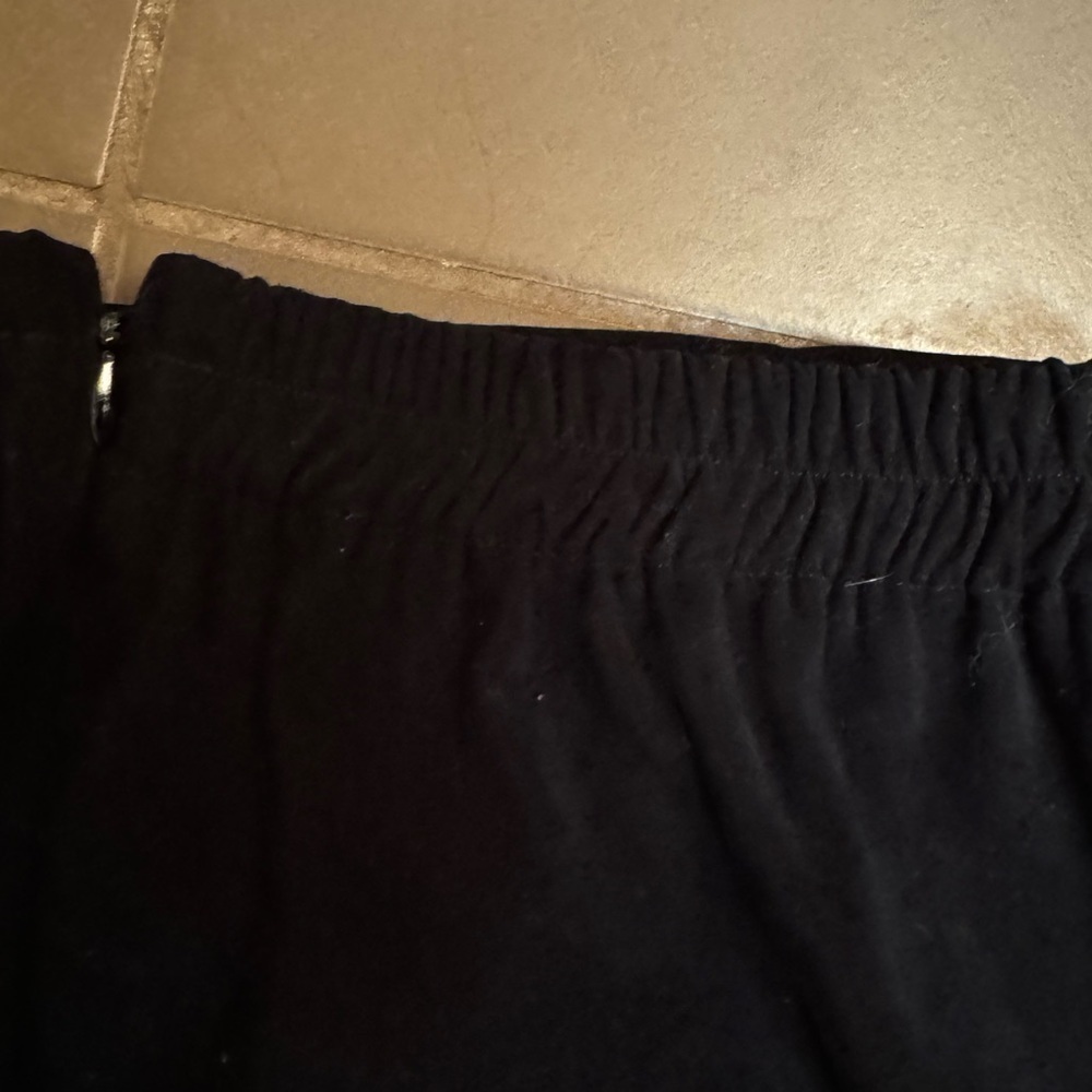 SUEDE Black flat front faux suede lined midi women's 10 Petite skirt event party - Picture 11 of 12